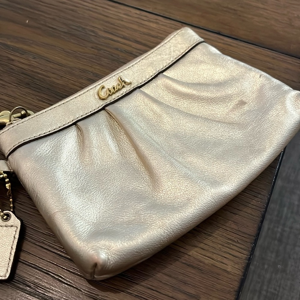 Coach Gold Leather Wristlet